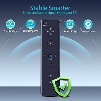 MOVHEIYL Replacement Remote Controller for Wii & Wii U, Built-in 2 in 1 Motion Plus with Silicon Case and Nunchuck (Black)