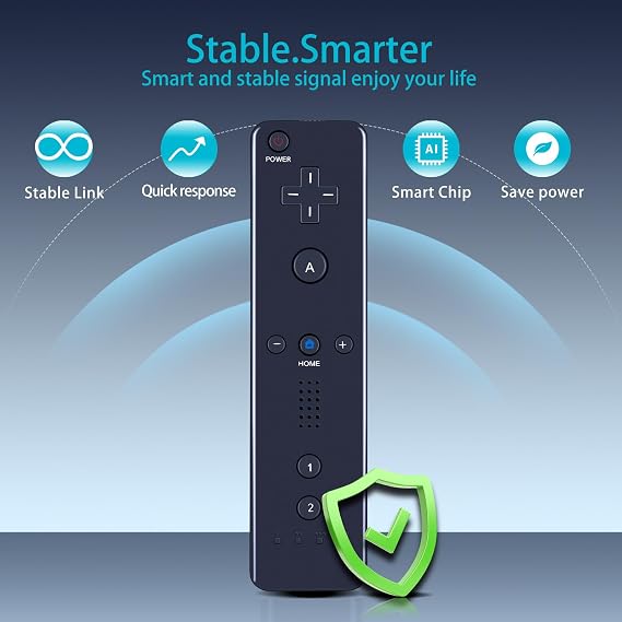 MOVHEIYL Replacement Remote Controller for Wii & Wii U, Built-in 2 in 1 Motion Plus with Silicon Case and Nunchuck (Black)