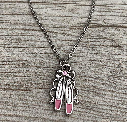 Sportybella Ballet Slippers Necklace- Dance Jewelry, Pink Ballet Shoes Charm Pendant For Dancers, Dance Teams and Dance Recitals2