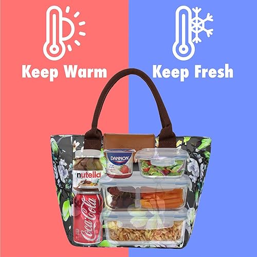Miniatura 10 de Opux Bolsa de almuerzo con aislante térmico para mujer y niña, bolsa térmica para almuerzo bolsa lonchera hielera reutilizable suave para escuela,