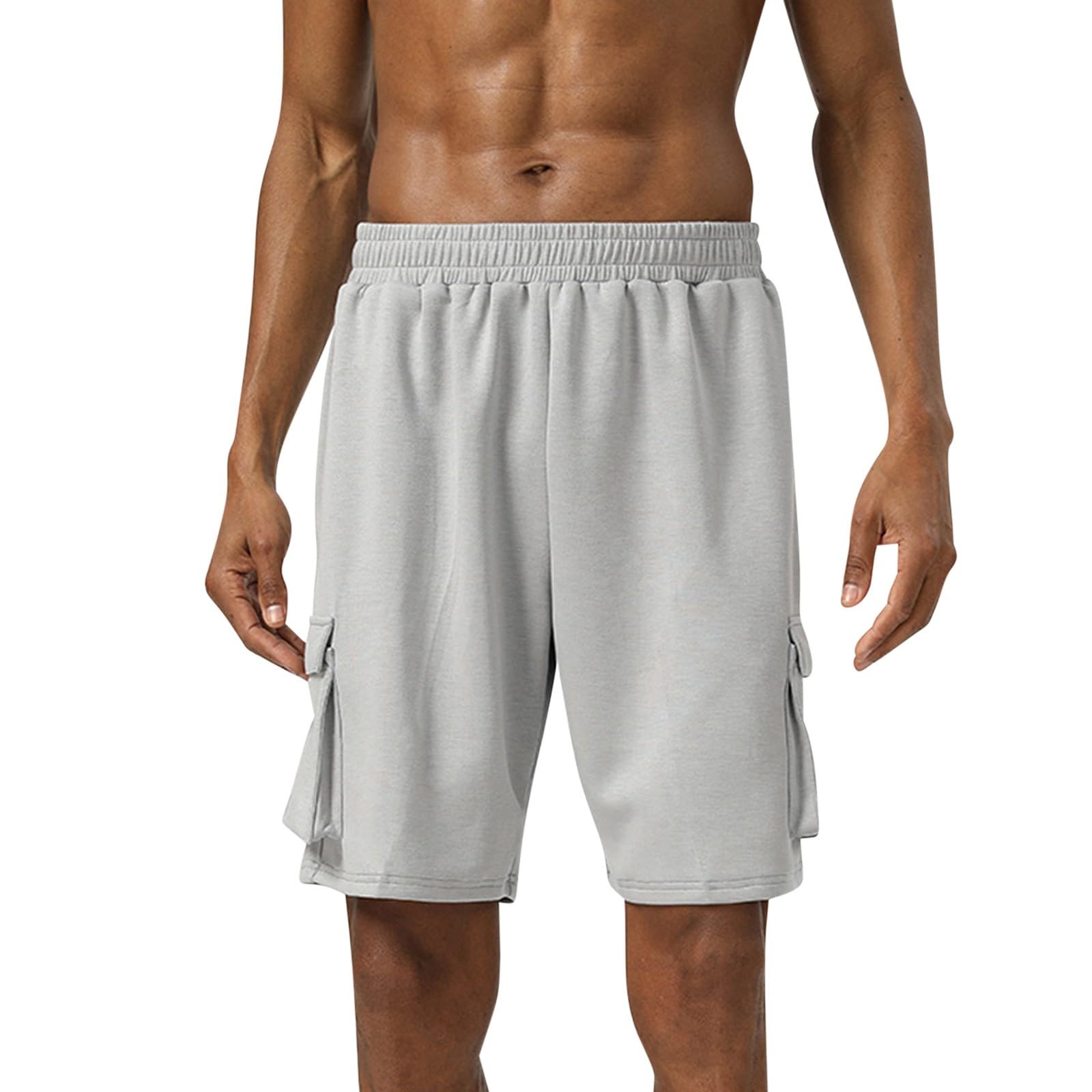 Mens Workout Shorts Elastic Waist Utility Sports Basketball Active Wear Athletic Running Shorts with Multi Pocket