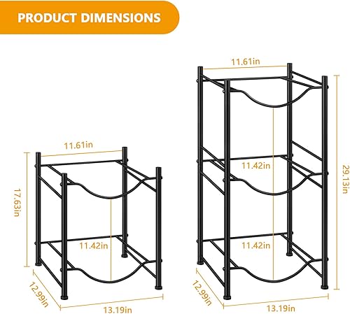 Miniatura 3 de Vrisa Enfriador de agua para jarra, soporte para botellas de agua de 3 niveles, almacenamiento de botellas de agua de 35 galones, estante resistente