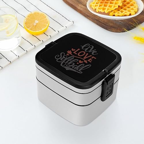 Miniatura 6 de Live Love - Caja Bento de softbol para adultos, lonchera de doble capa, contenedor para trabajo y campamento