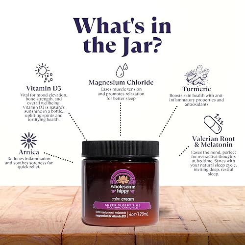 Miniatura 2 de WHOLESOME HIPPY Super Sleepytime Calm Cream  Crema corporal nocturna con magnesio, melatonina, valeriana y manzanilla  Humectante vegano calmante