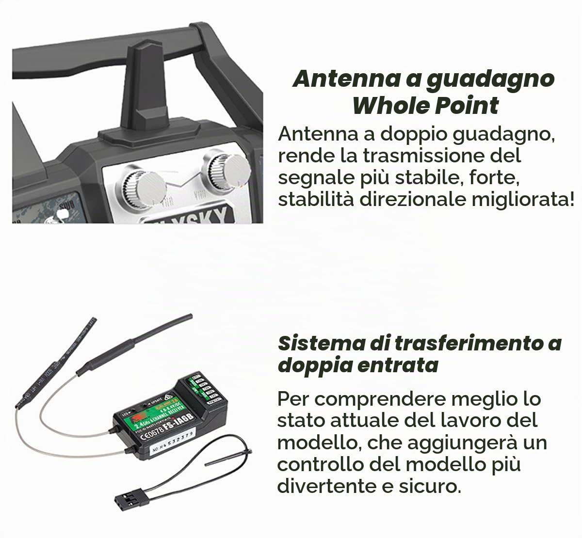 FLYSKY Trasmettitore FS-i6X 6-10CH (Def.6) e ricevitore FS-iA6B per modelli RC | 6-10 canali (default 6) 2.4GHz AFHDS2A Radio System per RC ala fissa Quadcopter auto & barca (Mode_2)