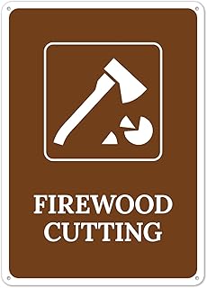 Firewood Cutting Sign Metal Sign 12X8 Inches