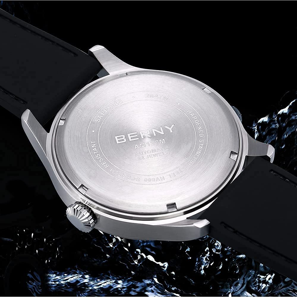 BERNY Herren Automatikuhr Übergroß Superleuchtend Mechanisches Armbanduhr 20ATM Wasserdicht Pilotenuhr Saphirglas Fliegeruhr