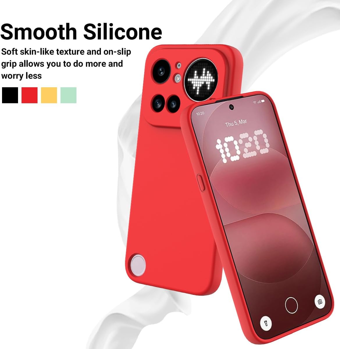 ZORSOME Compatible with Nothing Phone 4A Pro Phone Case W Wrist Band, Thin Slim Liquid Silicone Soft Rubber Gel TPU Full Camera Protection Bumper Pure Color Simple Cover,Red
