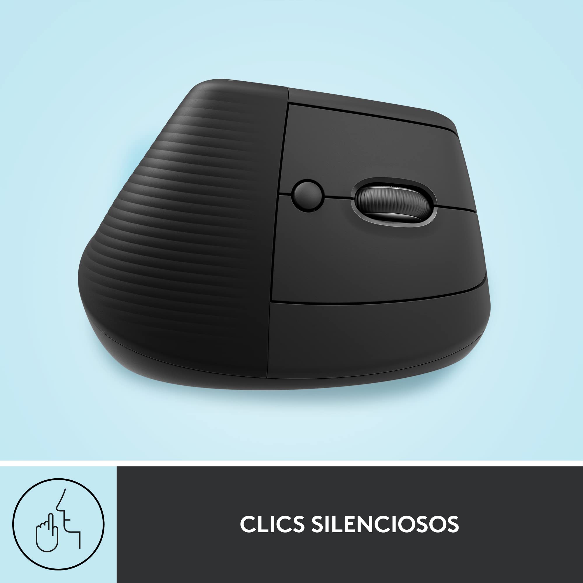 Logitech Lift Ratón Ergonómico Vertical, Inalámbrico, Bluetooth o Receptor Logi Bolt USB, clics Silenciosos, 4 Botones, Compatible con Windows/macOS/iPadOS, portátil, PC - Grafito