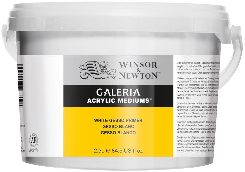 Winsor & Newton 3055948 Gesso Weiss, 2,5 Liter Eimer, Grundierung für die Leinwand, weiß