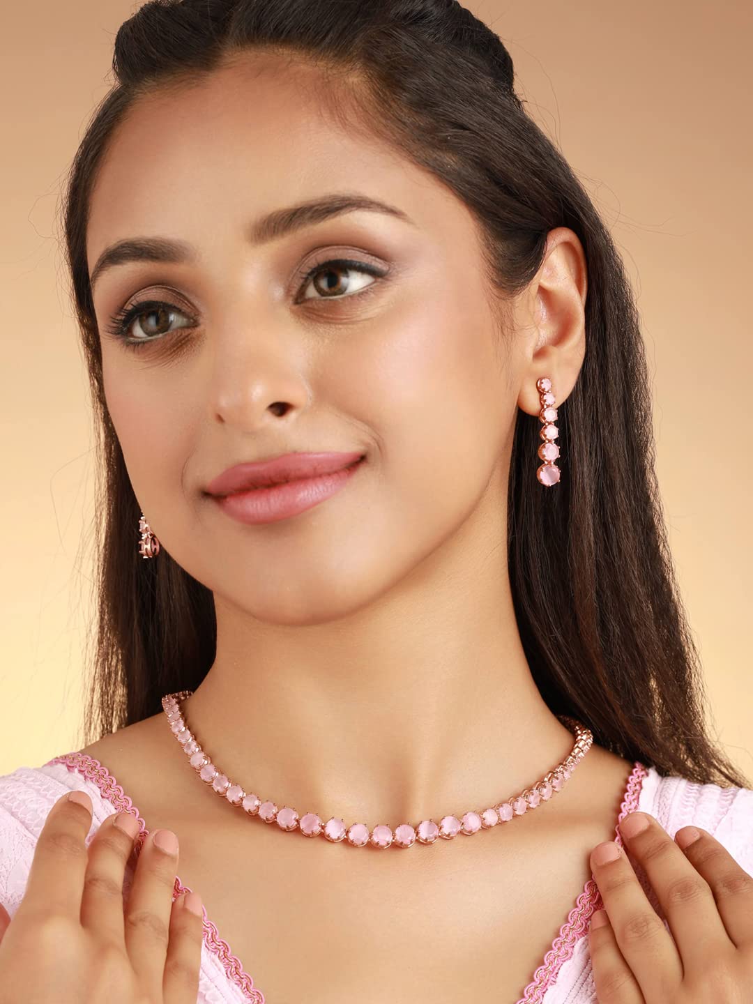 Solitaire Silver Plated Jewellery Set, Timeless Elegance