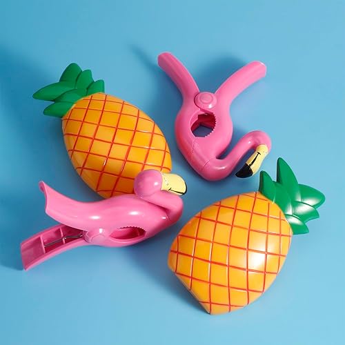 Miniatura 3 de 4 clips para toallas de playa, soporte para silla, alfileres de ropa portátiles, flamenco, piña, para sillas de piscina, crucero de vacaciones