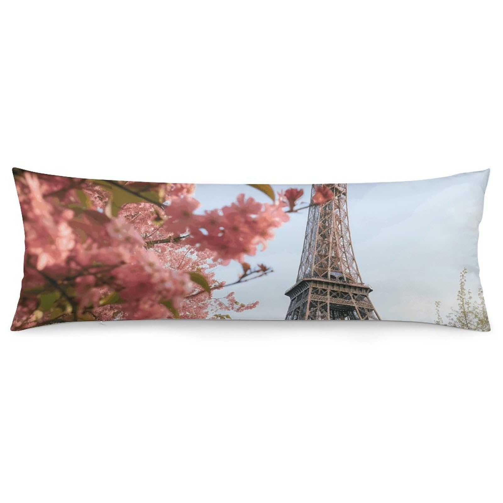 2 Pack Pillow Cases for Hair and Skin, Soft Breathable Pillow Case Covers with Hidden Zipper, Paris Eiffel Tower Flower Pillowcase 20"x54" Pillow Covers for Sleeping Gift