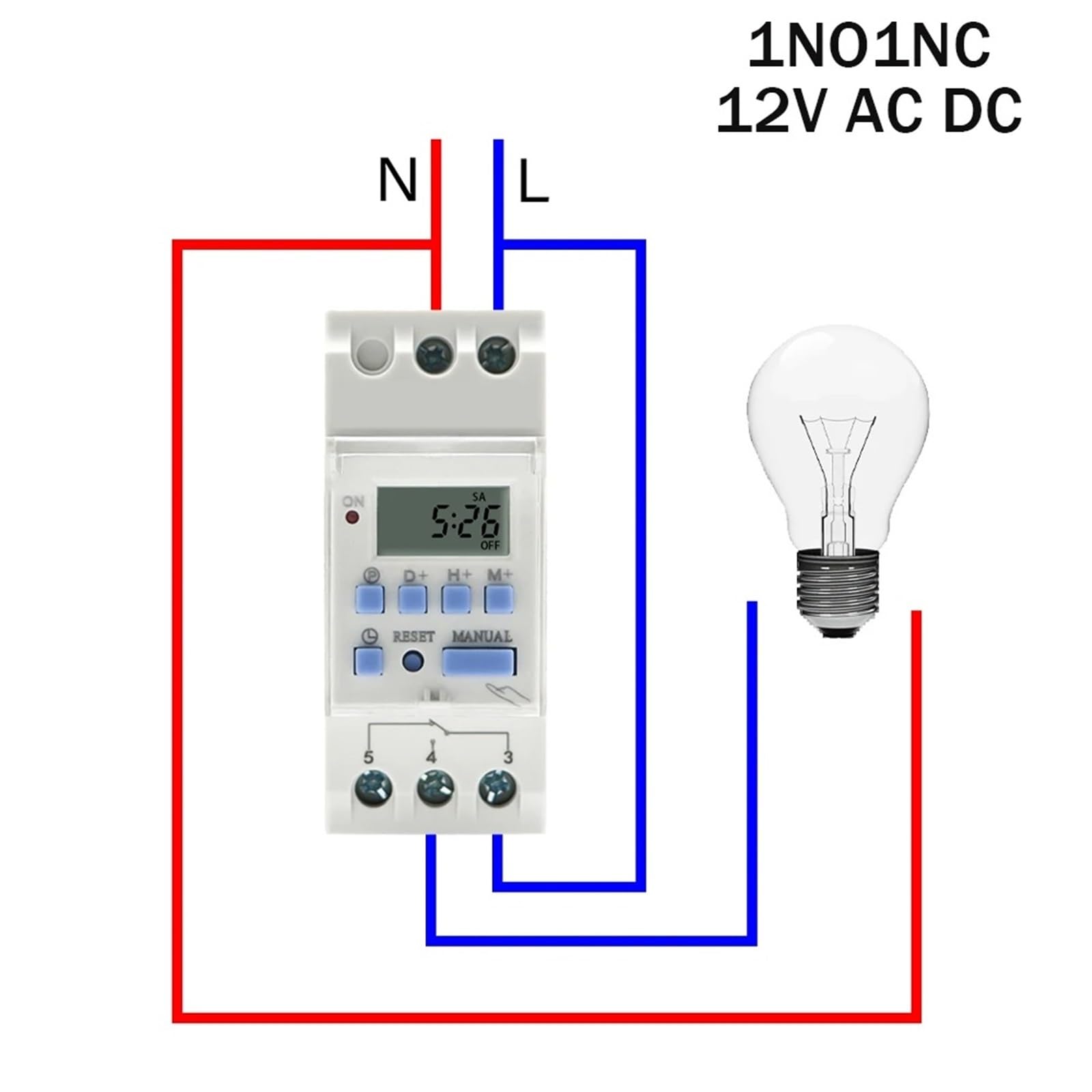 Elektroniczny tygodniowy 7-dniowy programowalny cyfrowy przekaźnik czasowy CZAS przekaźnik czasowy AC 220 V 230 V 12 V 24 V 48 V 16 A montaż na szynie THC15A 1 szt. (15A, 1NO1NC 12 V AC DC)