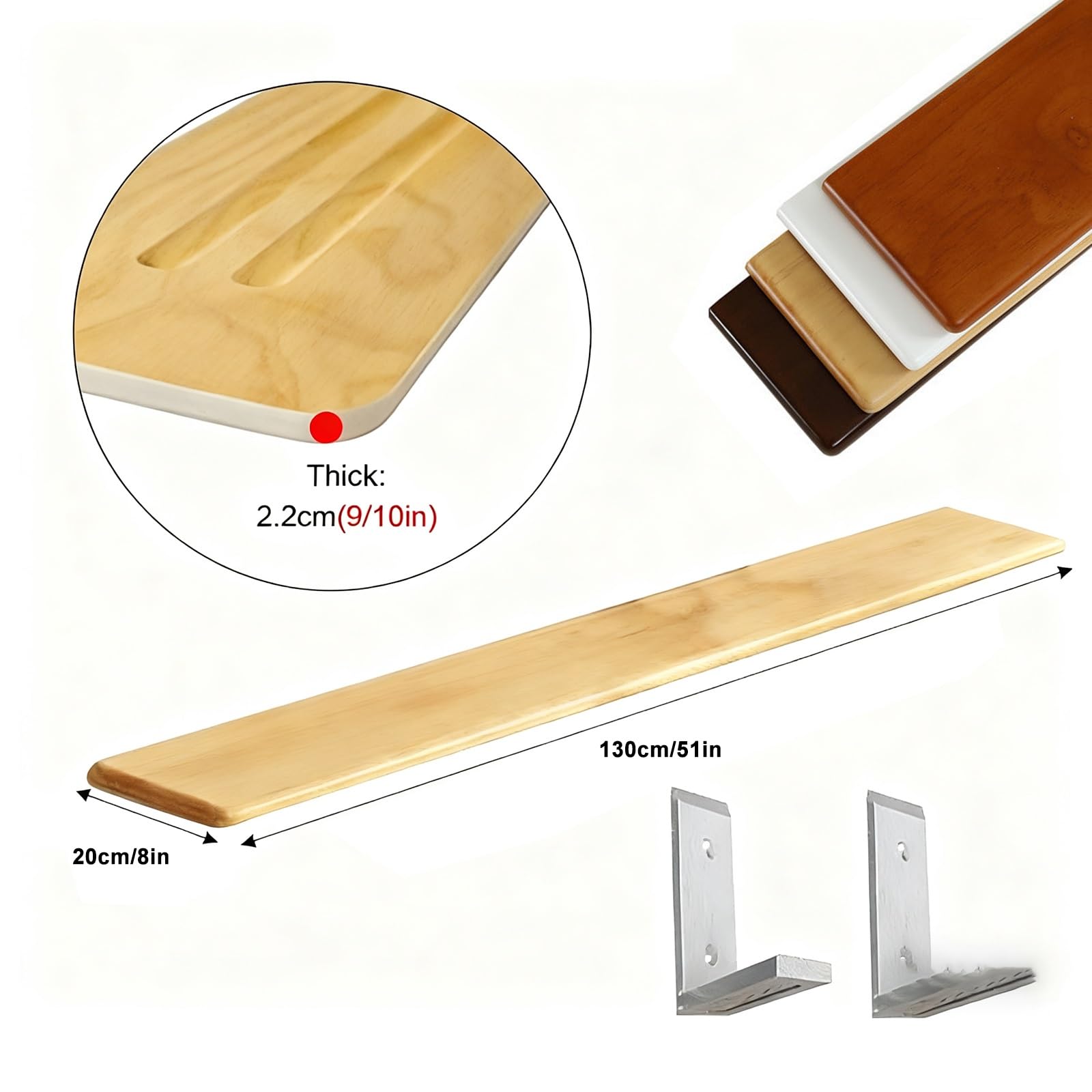 Estante de pared para radiador, reflector de calor sin soporte, estante de almacenamiento de madera (negro, 20 x 130 cm), mejora la eficiencia del calor interior y la nización del espacio