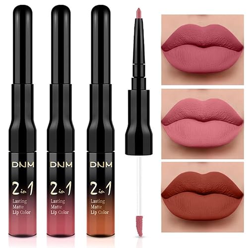evpct Juego de 3 delineadores de labios y lápiz labial mate, color rosa y beige, color malva, color beige evpct Juego de 3 delineadores de labios y lápiz labial mate, color rosa y beige, color malva, color beige