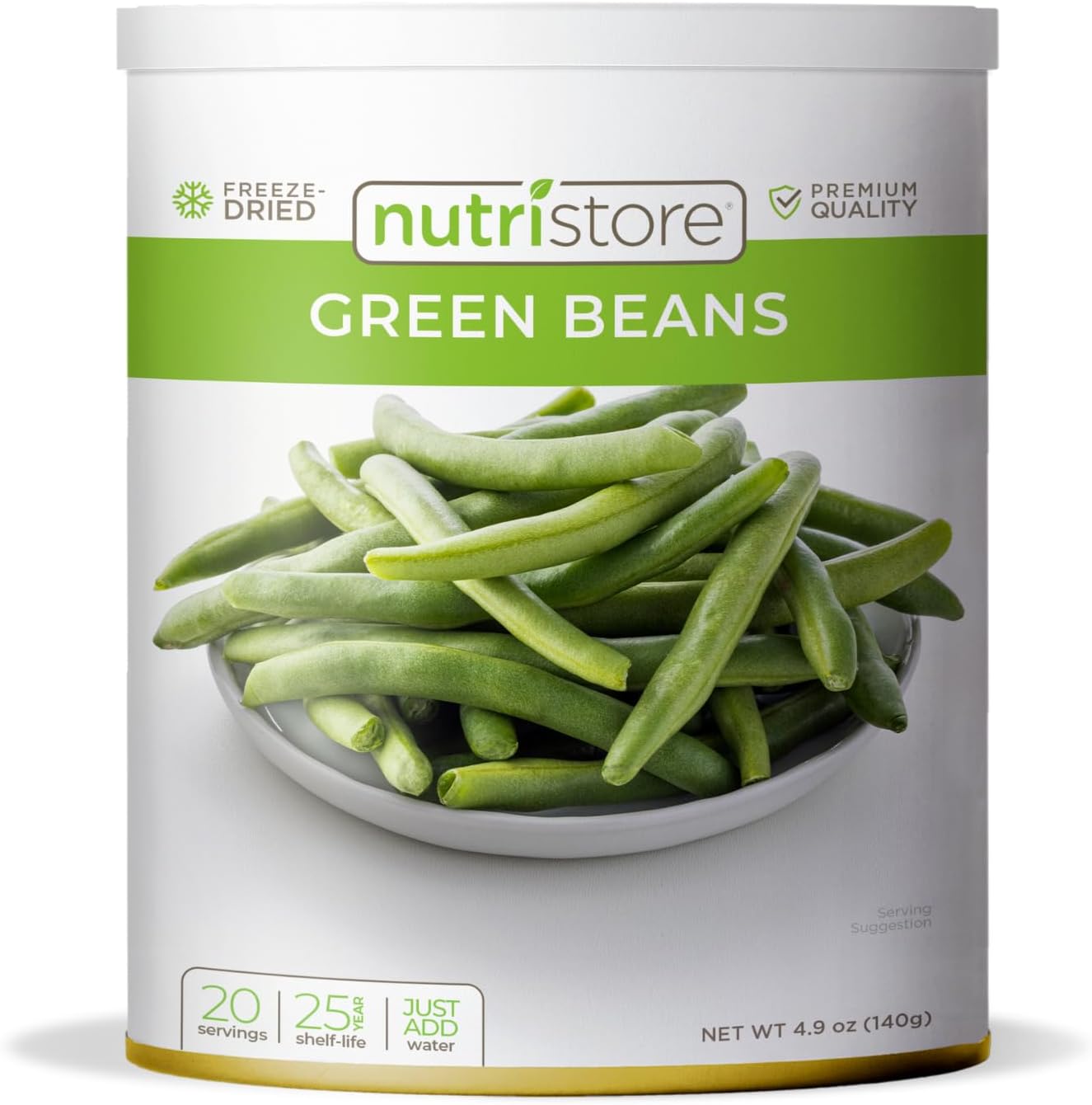 Nutristore Freeze Dried Green Beans | Vegetables for Healthy Snack or Long Term Storage | Emergency Survival Canned Food Supply | Bulk #10 Can Veggies | 25 Year Shelf Life | 20 Servings