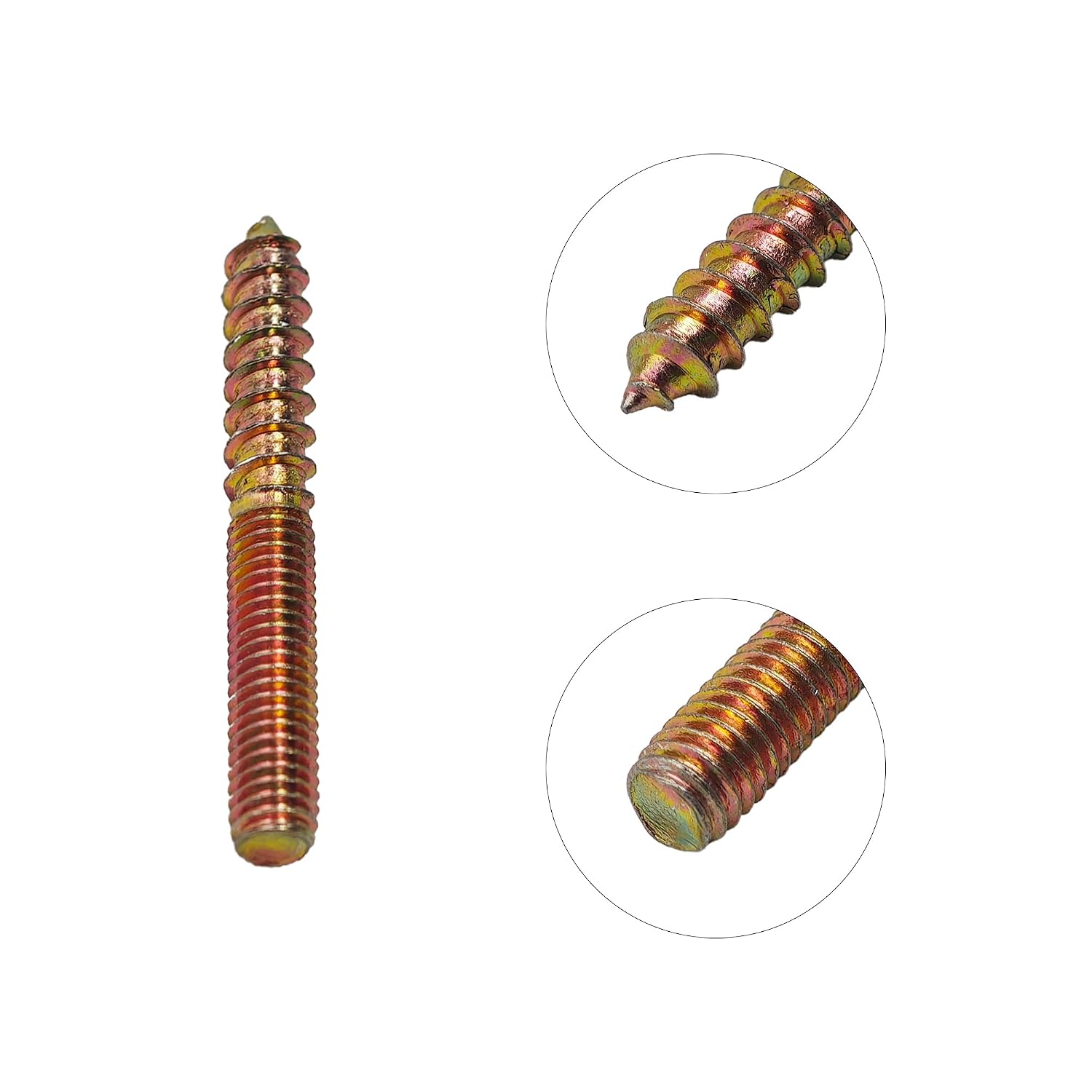 8PCS 1/4-20 x 2 Inch Hanger Bolts Double Headed Wood Screw with Wing Nuts Flat Washers, Self-Tapping Dowel Screws for Furniture Assembly and Wood Joint Applications