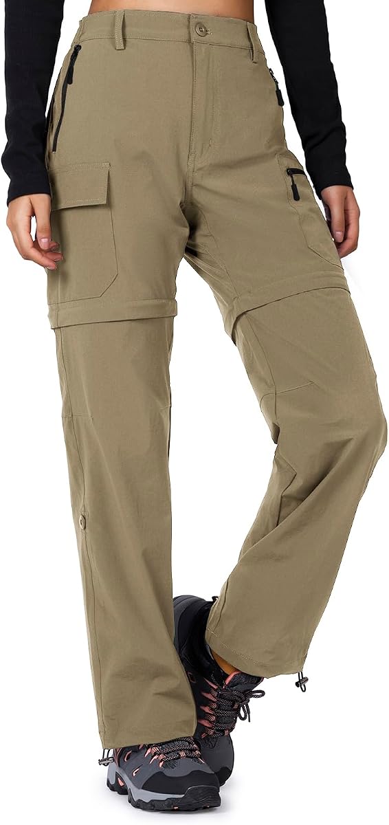 Cycorld Pantalones de senderismo convertibles para mujer ligeros | Transpirable, Secado rápido, Resistente al agua, Elástico, 3 en 1, Cierre con cremallera, Adaptable a todo tipo de clima, Ideal para actividades al aire libre, de viaje y de uso diario