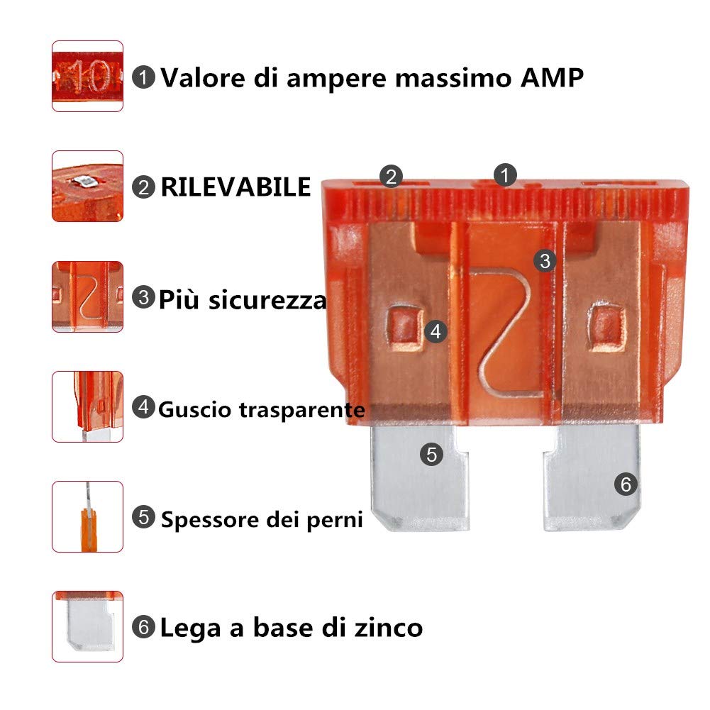 AHL 100pcs Standard Fusibili Automotive Fuse Auto Motocicletta Compresse Fuse 5A 7.5A 10A 15A 20A 25A 30A 35A 40A 50A