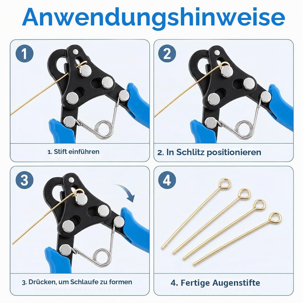 One Step Looper, 3 mm Looper Zange für Schmuckherstellung, Drahtrollzange zum Biegen & Wickeln, Mehrzweck Schmuckzange, Zange Schmuckherstellung für Halsketten, Armbänder, Ohrringe(Blau)