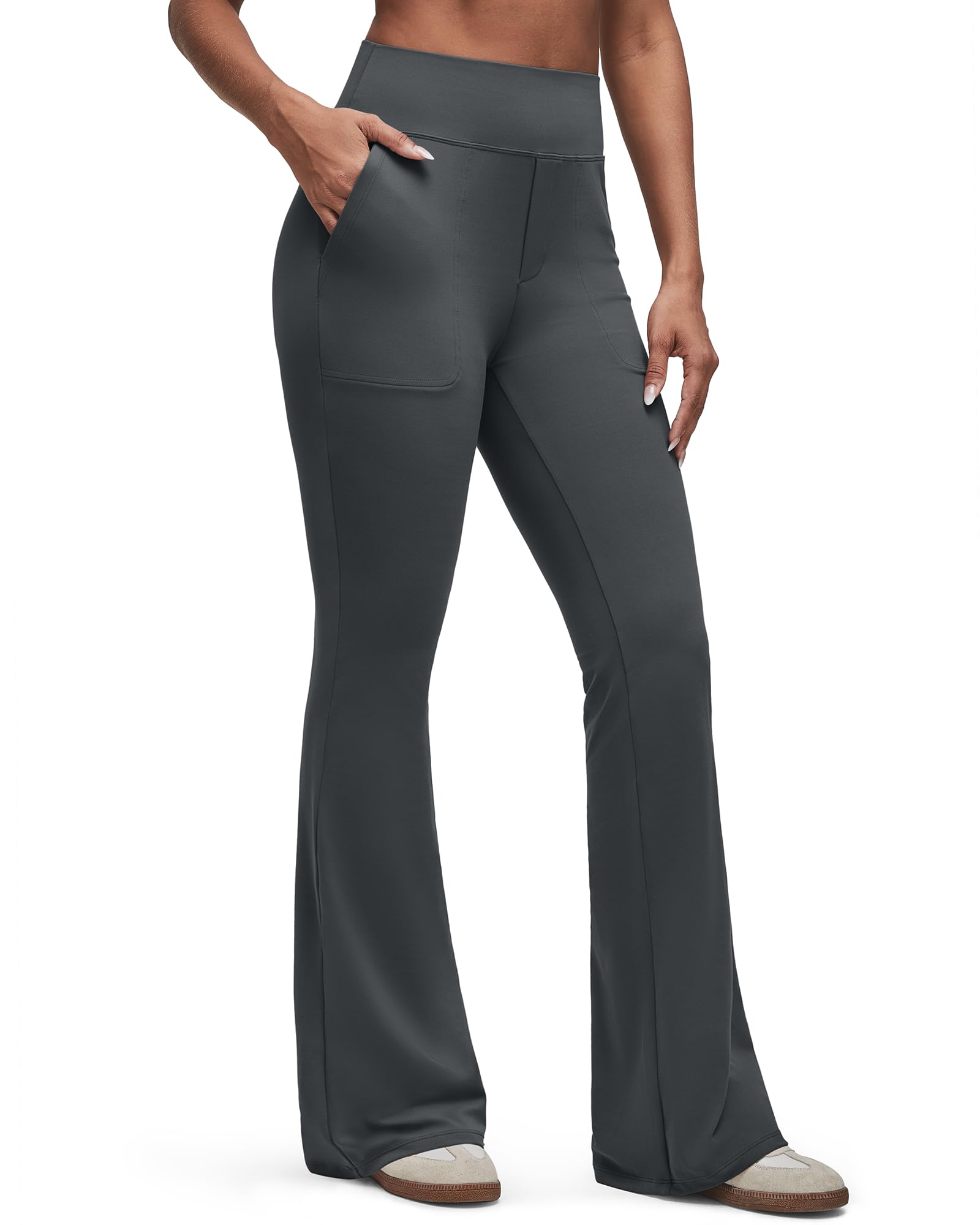 G4Free BareFeel Flare Yoga Pants Women High Waisted Bootcut Leggings with Pockets Dress Work Pant Petite/Regular/Tall