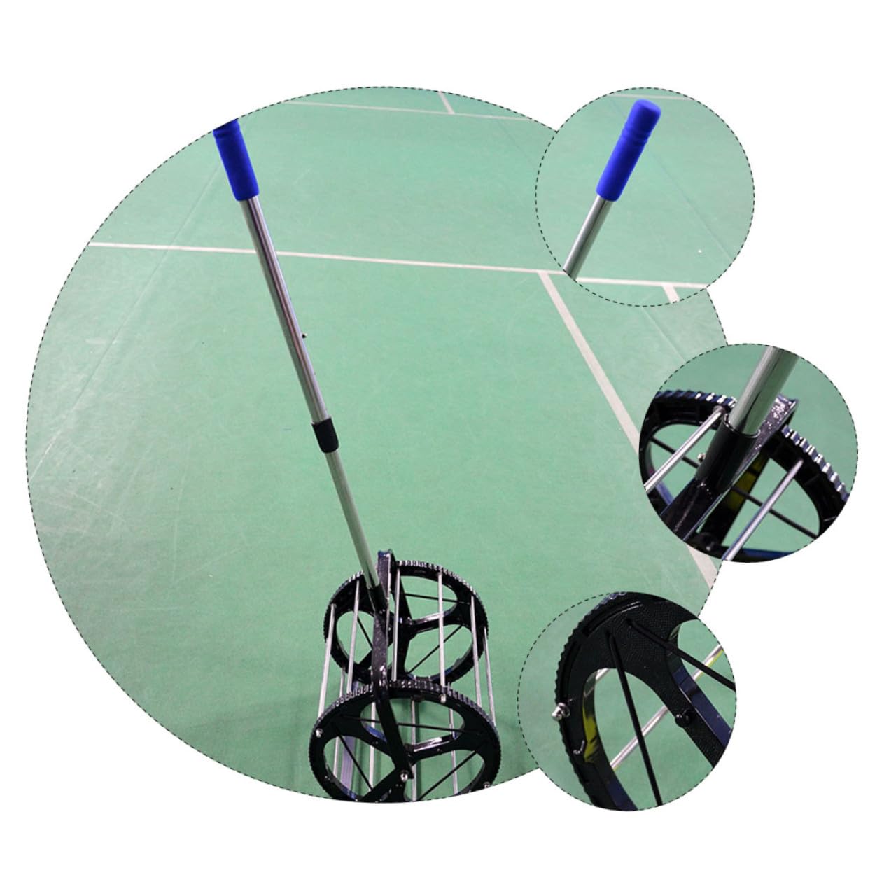 UPKOCH Raccoglitore di Palline da Tennis capacità 55 Palline, Manico Regolabile e Funzione di Sgancio Rapido, Attrezzatura per Scuole e Club per Raccolta Efficiente in Campo