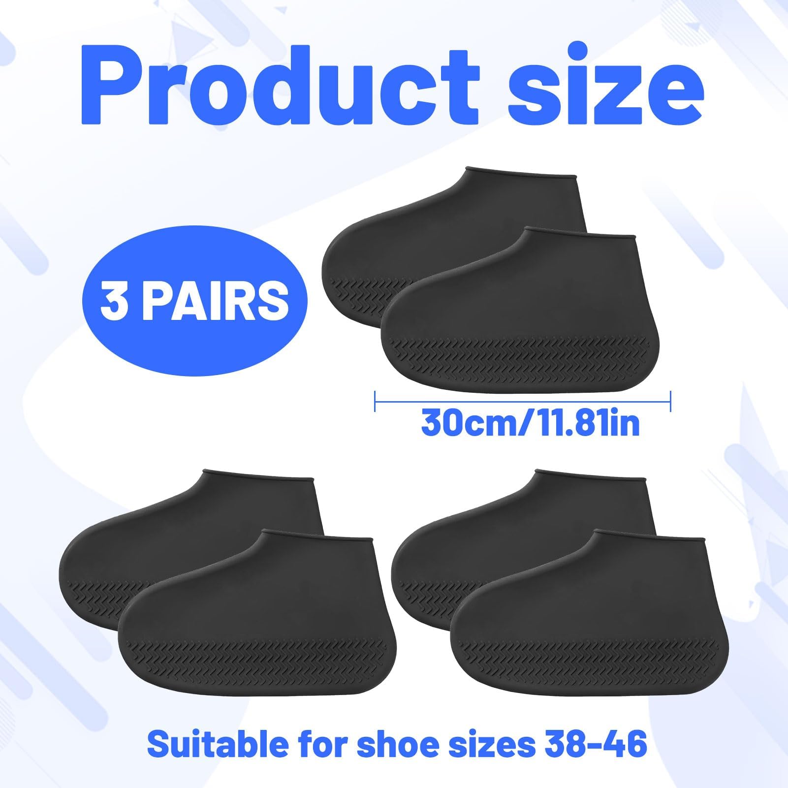 Waterproof Shoe Covers Reusable,3 Pairs Shoe Covers Reusable Waterproof,to Prevent Rain Into Shoes,Shoes Protector Cover One Size Fits All for People Outdoor Cycling Hikin