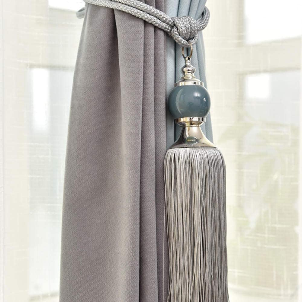 Anneau de Rideau magnétique, Cordon de Rideau à gl Embrasses de Rideau Attache Boule Boule Sangle Attache Corde Boule Suspendue Pointe Double Boule Cravate Fleur Crochet Gland Beige (Une Paire)
