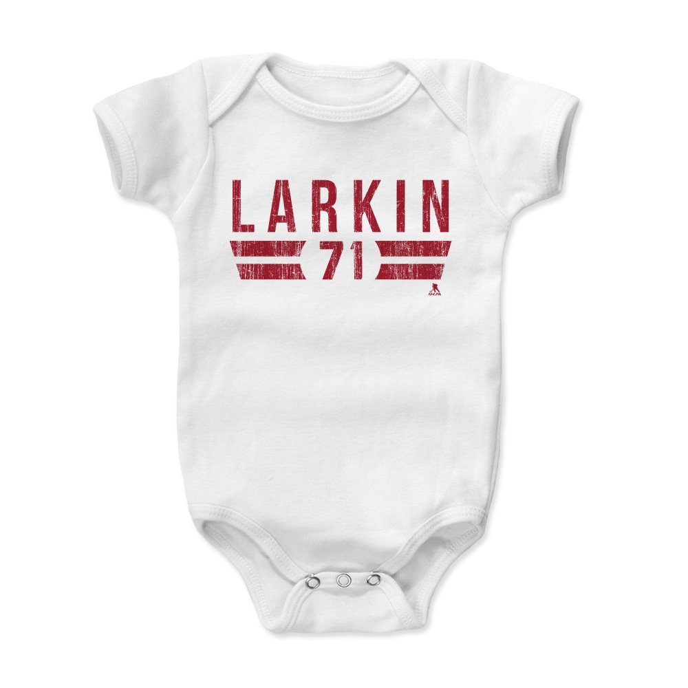 500 LEVEL Dylan Larkin Baby Infant One Piece Bodysuit (12-18 Months, White) - Dylan Larkin Font R