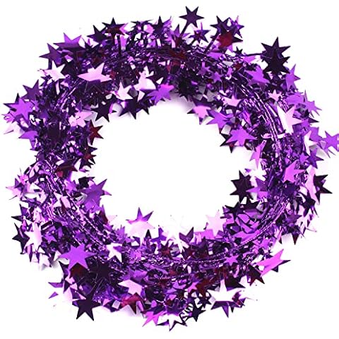 22,5m Stern Weihnachtsbaum Lametta Girlande,Weihnachtsdeko Lametta Draht Folien Girlande Banner Hängedeko Tischdeko Cover