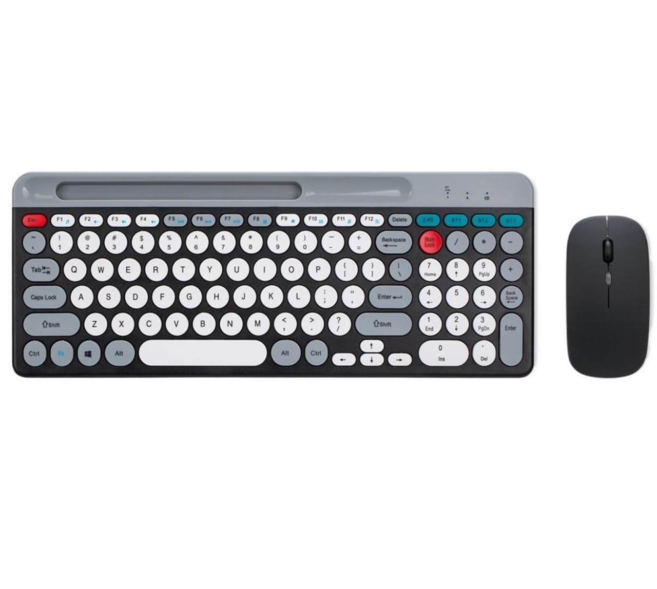 Klawiatura i Mysz do Gier, Zestaw Retro Z Klawiaturą I Myszą Bezprzewodowa Klawiatura I Mysz Bluetooth 2.4G Do Domowego Biura Wodoszczelna Klawiatura i Mysz(Black)