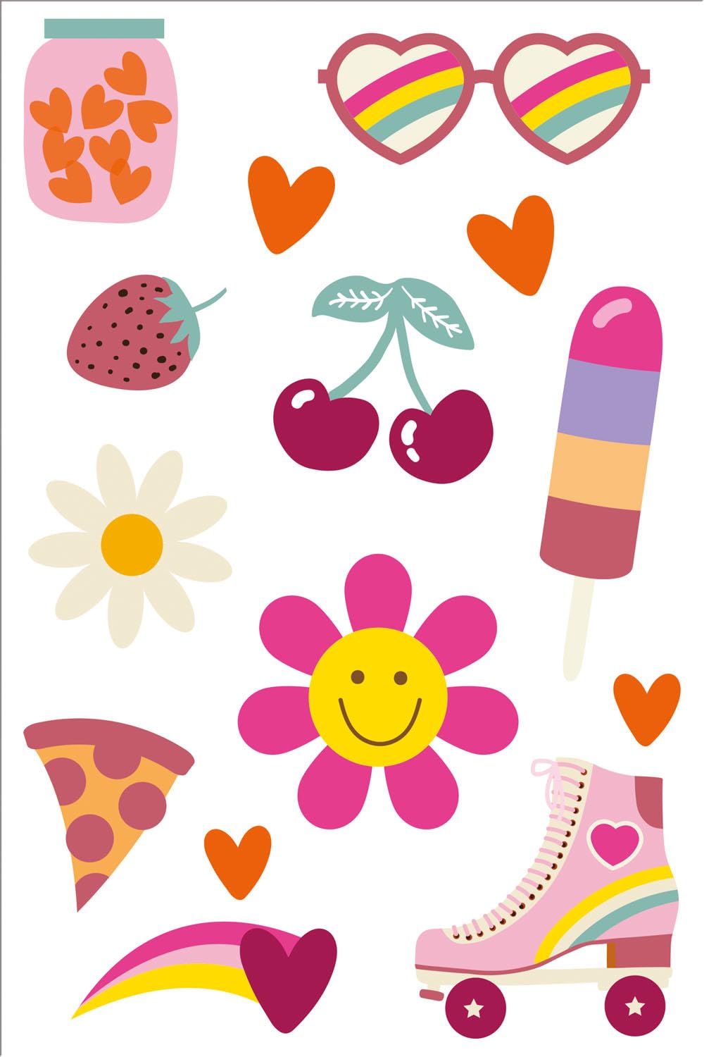 Folat 25039 Hippie Retro Tattoos-Boho Girlz-Peace Sign Rainbow Daisy Flower for Children Party Decorations Supplies, Multicolor