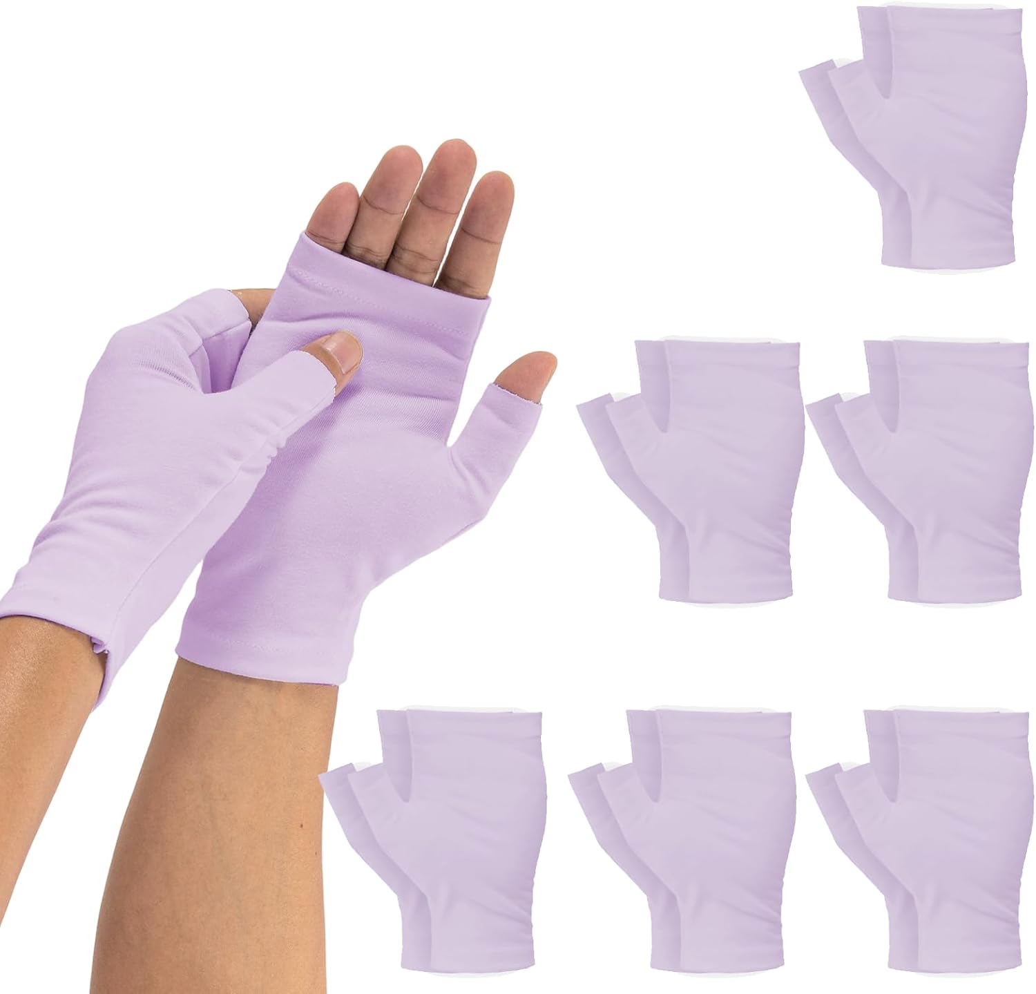 6 Pairs Fingerless Cotton Gloves for Dry Hands Sleeping,White | Moisturizing Gloves for Eczema, Comfortable & Breathable Materials, Lotion Gloves for Women and Men Working or at Leisure