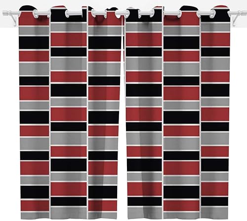Miniatura 2 de Cortinas de oscurecimiento de habitación con patrón de rayas japonesas a cuadros, 2 paneles de cortinas opacas con patrón geométrico de 55 pulgadas