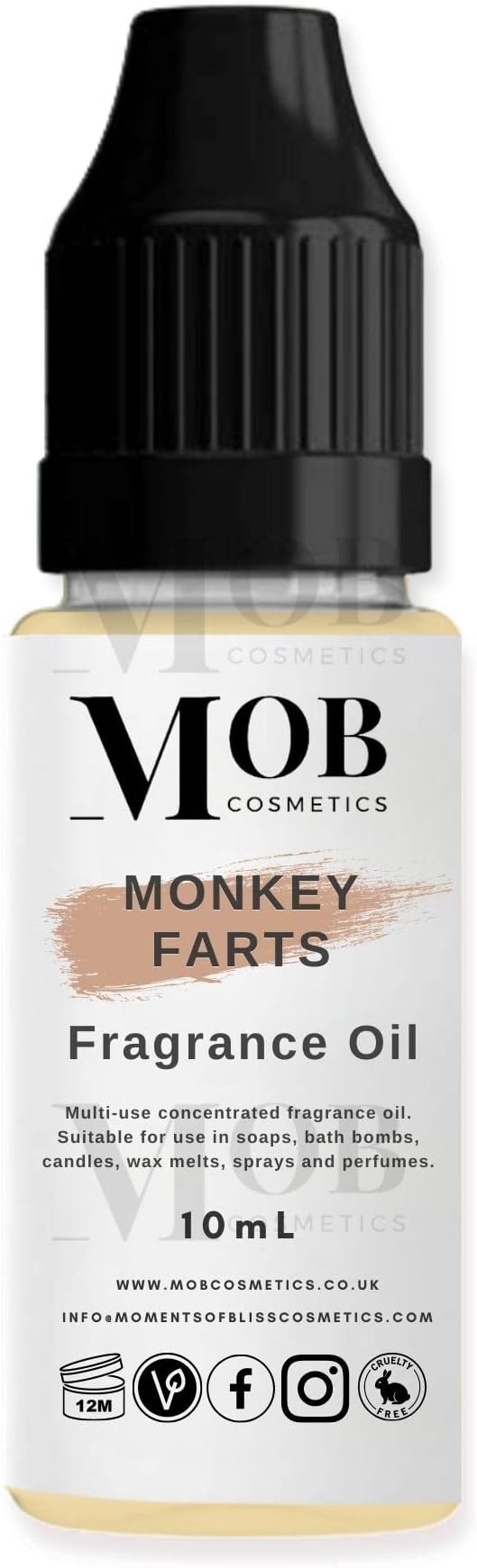 Monkey Farts Luxury and Designer Fragrance Oil | Highly Concentrated | Perfect for Candles, Soaps, Bath Bombs, Diffusers, Wax Melts | UK Made | Vegan (Monkey Farts, 10ml)
