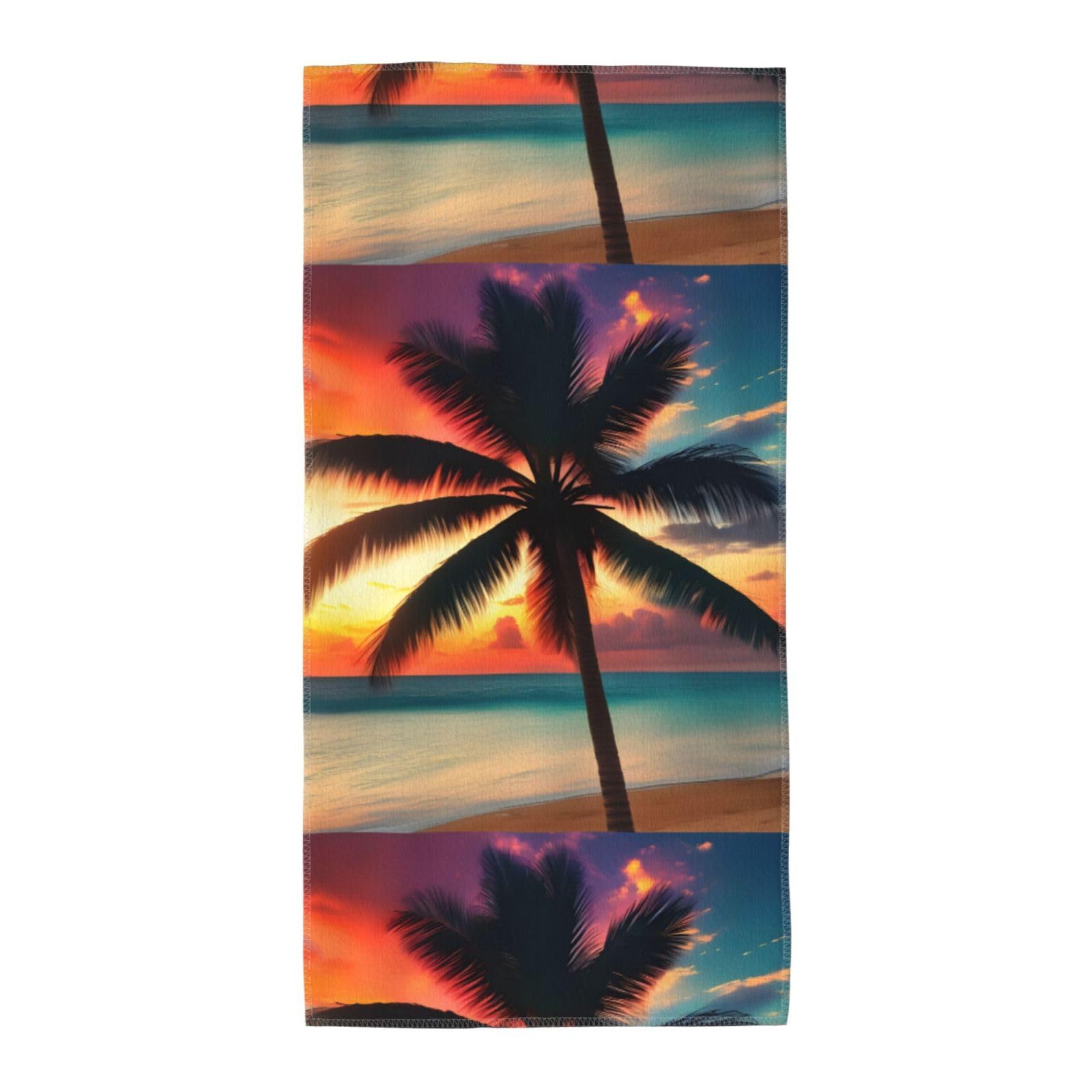 Cbaaghh Tropical Beach Palm Tree Sunset Print Towel, Towels Thick Face Towels Fast Drying Washcloth For Bath, Spa, Gym
