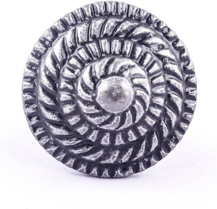 Renovators Supply Manufacturing Round Iron Cabinet Knob Pewter Finish Fibonacci Design Cabinet Hardware