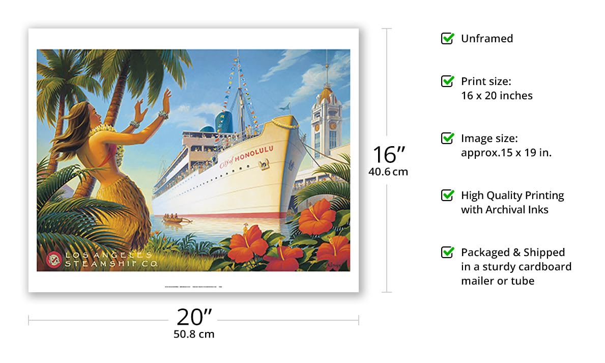 Amazon.com: Aloha Towers - S.S. City of Honolulu - Boat Day Matte