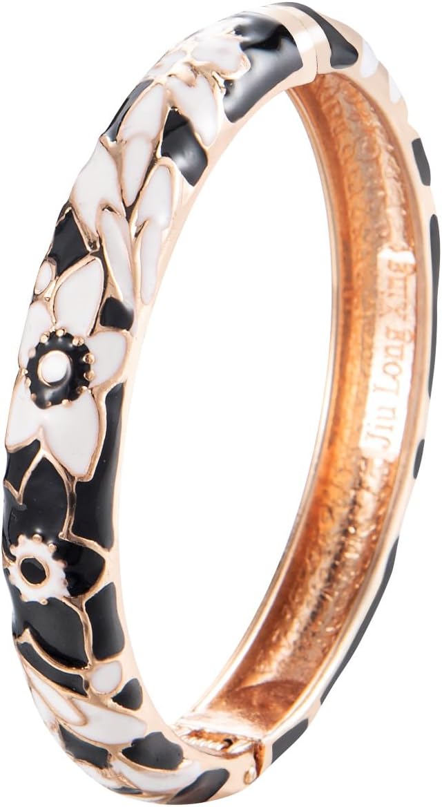 UJOY Bangles 5 Pcs Enamel Jewelry Set Rose Flower Engraved Cloisonne Bracelets Pack in a Box 5PCS - Image 8