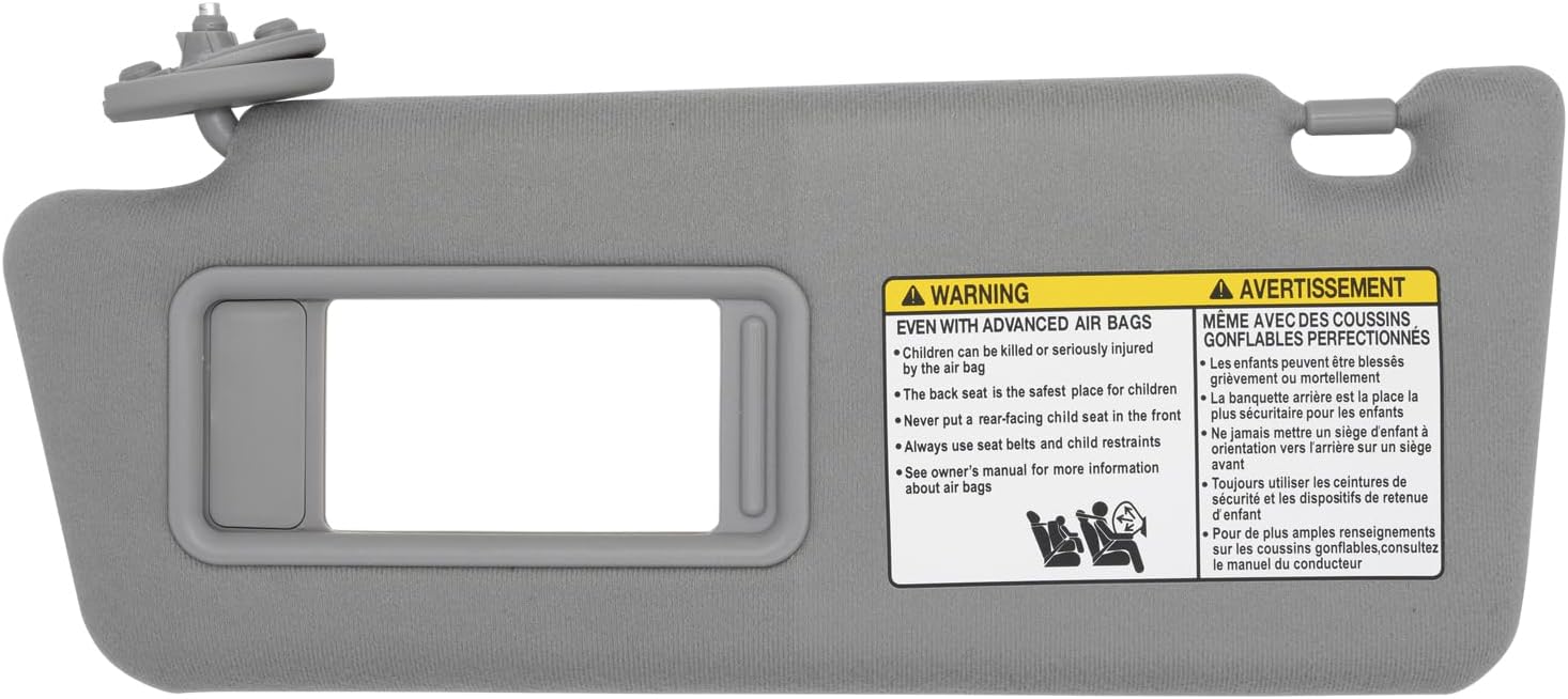 CRAZYPARTS Driver & Passenger Side Sun Visor Compatible with Toyota Tacoma 2005-2015 Sun Shade Replacement 7432004210B0 7431004120B0 Color Gray