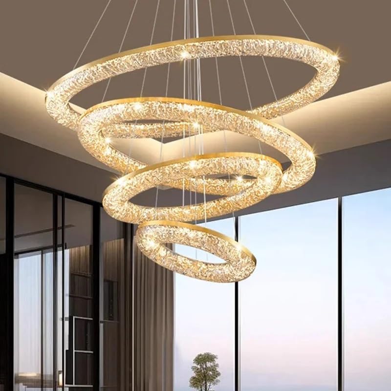 Lampes suspendues d'intérieur Modernes LED à 2 anneaux cuivre LWX