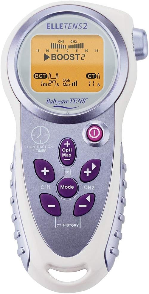 Elle TENS 2 with Contraction Timer & Opti-Max Technology - Dual Channel Maternity TENS for pain relief during labour – can be used post labour – with Electrode & Batteries