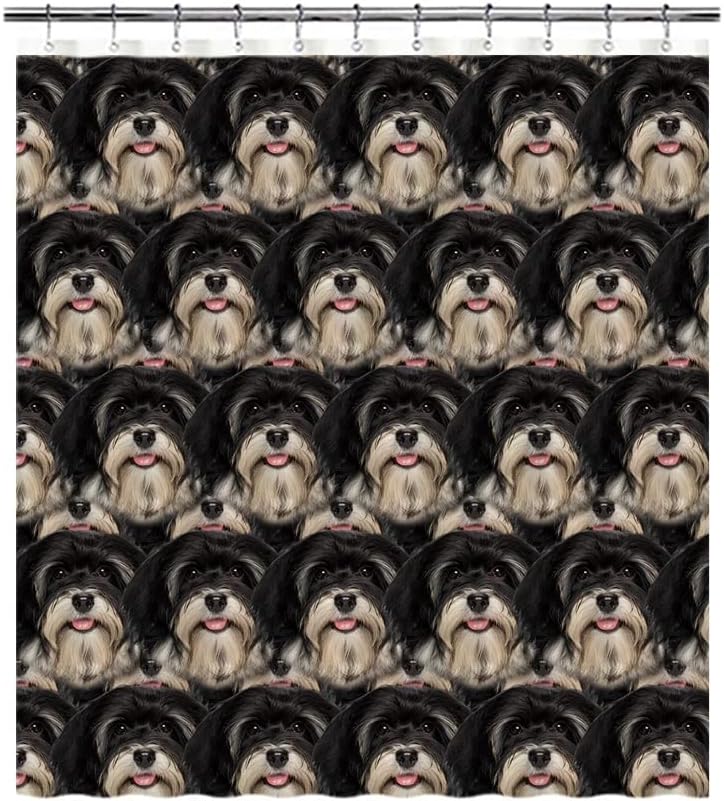 Funny Dog Havanese Shower Curtain Pet Animal Face Head Bath Curtain for Home Bathroom Decoration 66x72 Inch