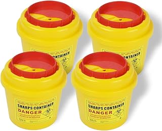 4-Pack Sharps Container（1/2 Quart),Small Sharp Needle Disposal Containers,Biohazard Medical Containers Sharps Box for Home and Travel Use