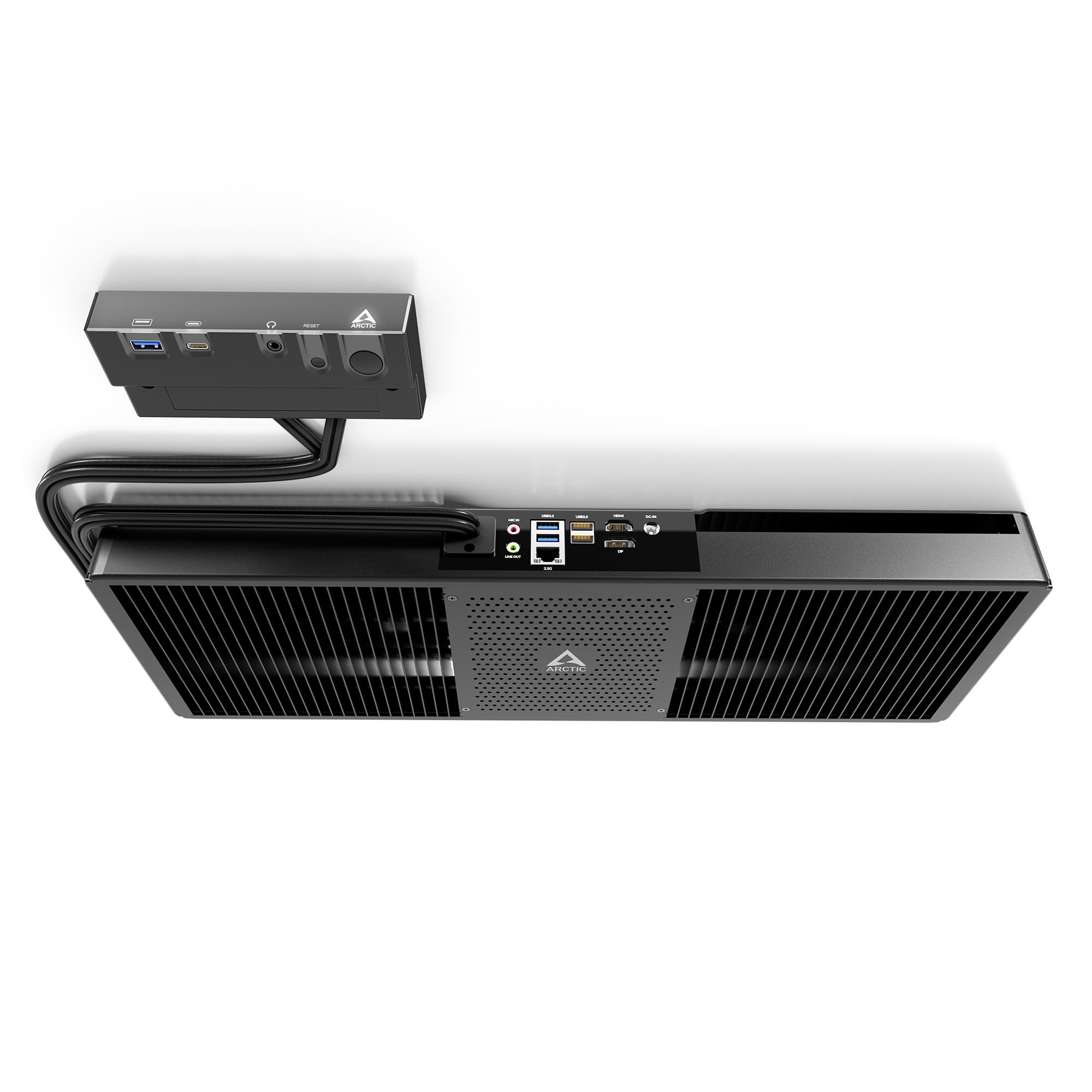 ARCTIC Senza 5700G Pro - PC silencioso con refrigeración pasiva para montaje debajo de la mesa, Windows 11 Pro, AMD Ryzen 7 5700G, 8 Cores, 3,80–4,60GHz, 32GB DDR4 RAM, 1 TB M.2 SSD, 2.5G LAN, USB 3.2
