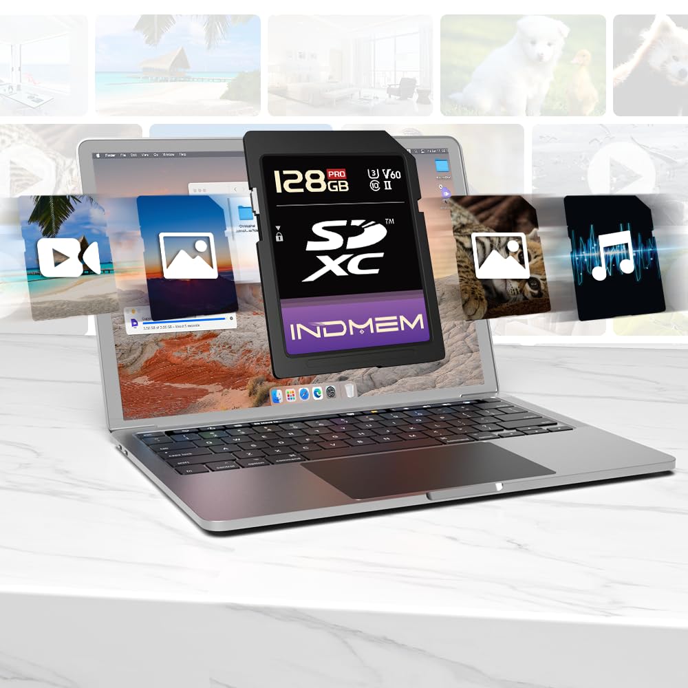 Tarjeta SD de 128 GB UHS-I V60 U3 SDXC, lectura de alta velocidad de hasta 280 MB/s, tarjetas de memoria V60 para cámara profesional de video 4K/6K