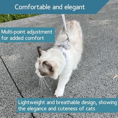 Conjunto de arnês e coleira para gatos, coleira e arnês para gatos, malha macia, respirável, ajustáv