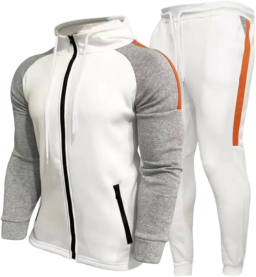 Men's 2 Piece Tracksuit Set Long Sleeve Hoodie Elastic Waist Pants Loose Fit Plus Size Sportswear for Fitness Jogging