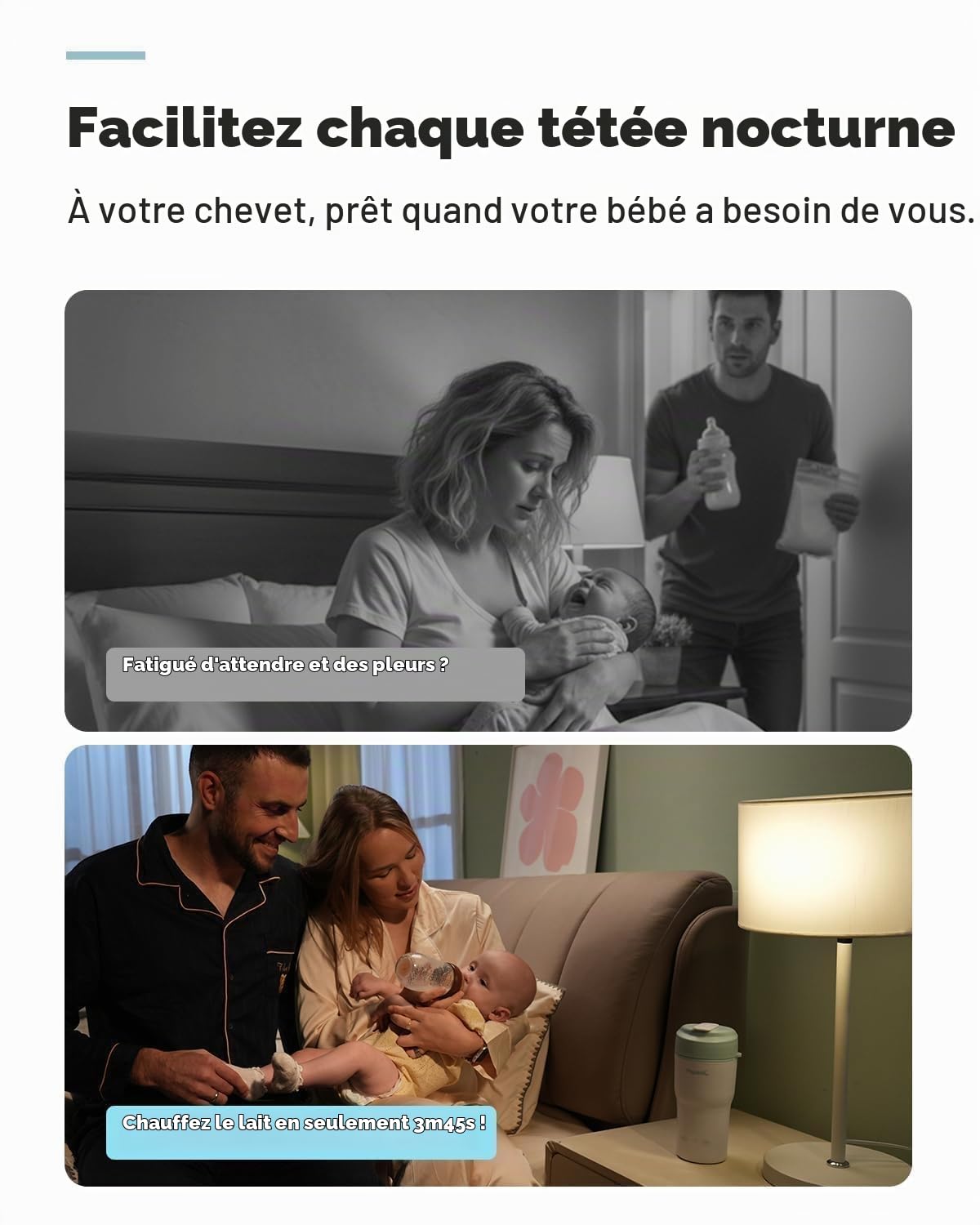Papablic Chauffe-bouteille portable pour la maison et les voyages – Chauffage rapide de 85 W, 4 réglages de température, 6 flux par charge, ouverture de 7,6 cm de large, compatible avec porte-gobelet